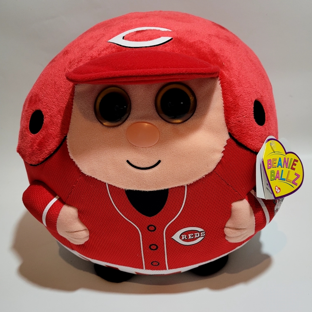 NWT Large Beanie Ballz Cincinnati Reds stuffed toy red and black A12